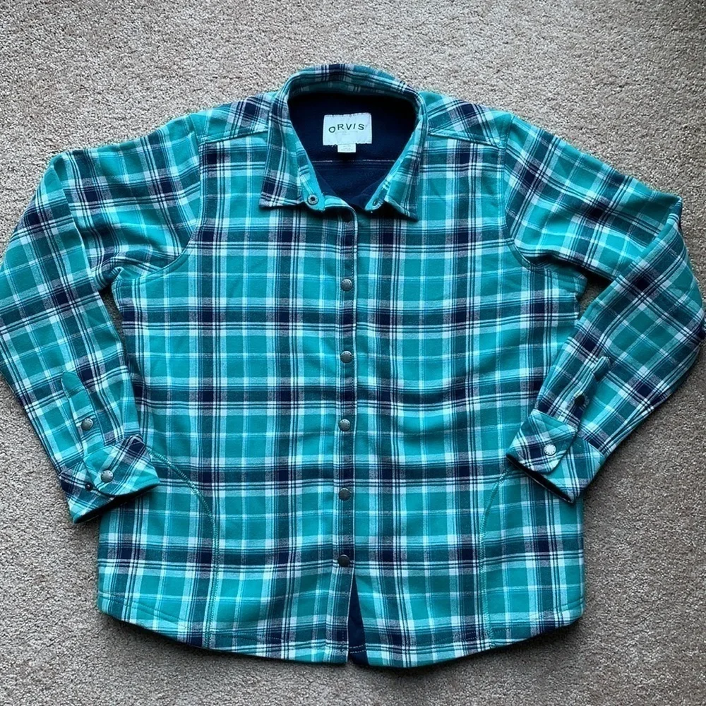 Orvis Fleece lined check button up jacket Shacket